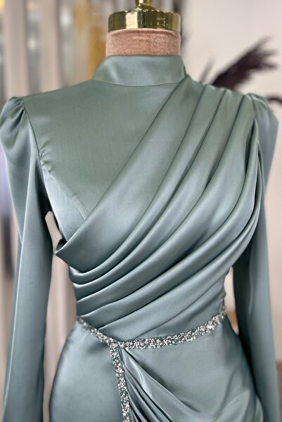 Rana Zenn Saten Sare Abiye - Mint