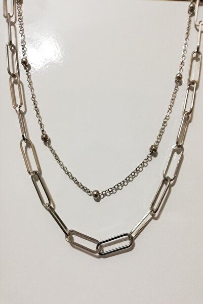 SEVİLLE AKSESUAR Ataç Ve Top Zincir Çiftli Kolye