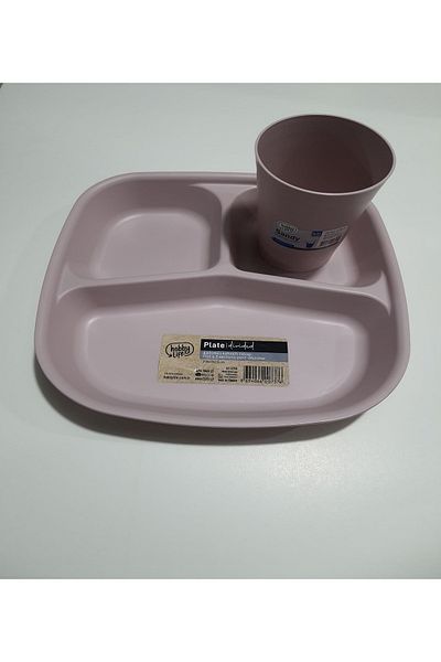 HOBBY LİFE Reis Breakfast Plate 3 Compartment Food Plate Table D'hôte and Glass