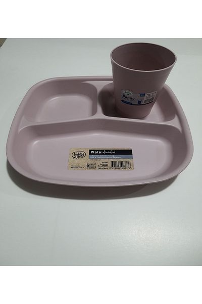 HOBBY LİFE Reis Breakfast Plate 3 Compartment Food Plate Table D'hôte and Glass