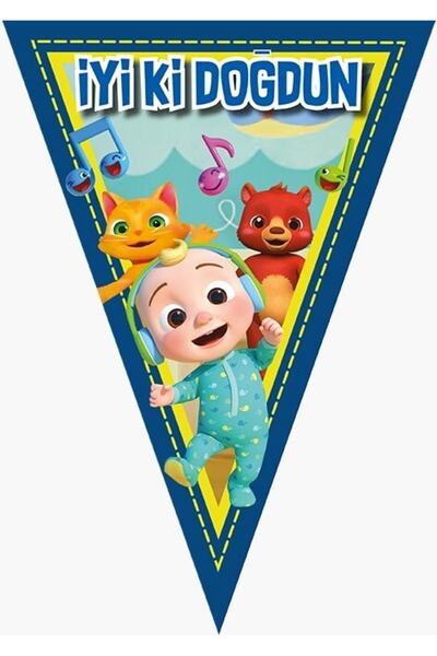 Parti Furyası Cocomelon لوازم الحفلات مثلث عيد ميلاد سعيد راية