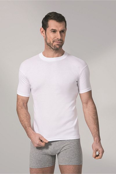 Namaldı 12 Pack Men's Undershirt Athlete Zero Round Neck Short Sleeve Rib Fabric White 114