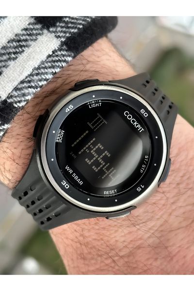 Cockpit Brand Water Resist, Alarm, Illuminated, Black Silicone Band Sports Men's Wristwatch