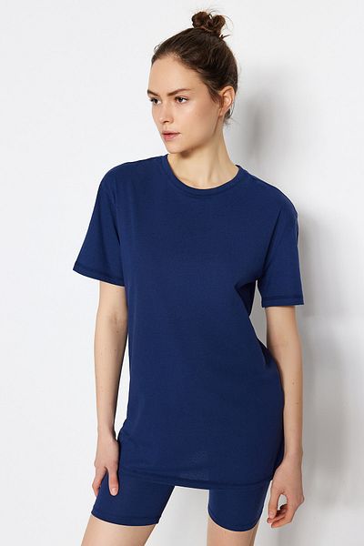 Trendyol Collection Темно-синій комплект піжами з 100% бавовни THMSS20PT0397