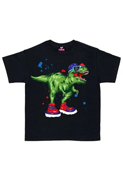 RYO FASHİON Tricou pentru copii Cool Dinosaur Bts Galaxy unisex, negru, cu mâ...