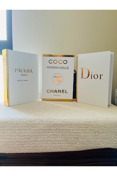 Saccura Decor Διακοσμητικό Σετ Βιβλιοθήκης 3 τεμαχίων Dior & Chanel & Prada Σετ Βιβλιοθήκης