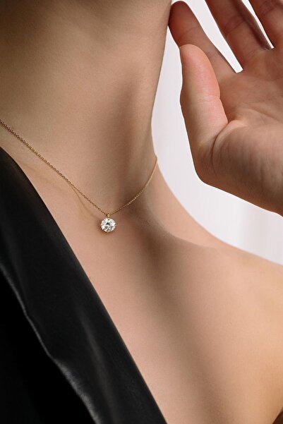 Crystal Diamond Zirconia 1.01 Karat Şık Tektaş Kolye
