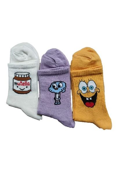 MY MENORA SOCKS 3 чифта колежански чорапи с шарки на герои