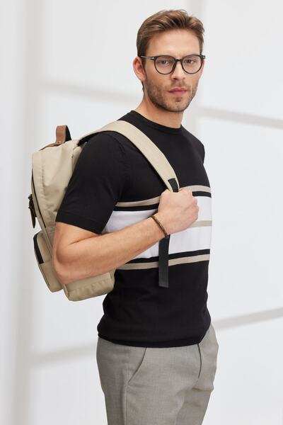 ALTINYILDIZ CLASSICS Ανδρικό πλεκτό μπλουζάκι κανονικής κοπής, 100% βαμβακερό ριγέ ανδρικό μπλουζάκι με κανονική εφαρμογή