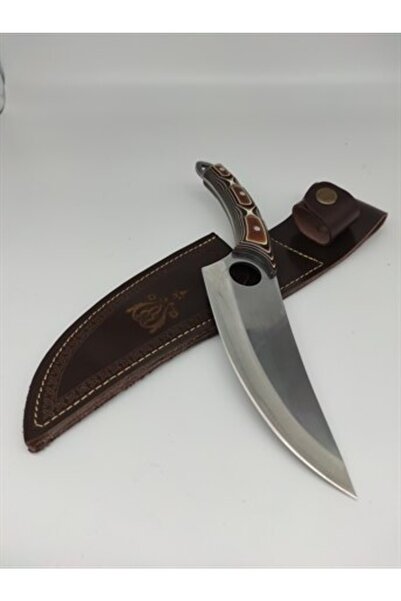 YATAĞANBIÇAK سكين تخييم قابل للطباعة - سرير بفتحة، غطاء الشيف، مقبض خشبي في ا...