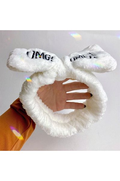 Halis Ticaret Hair Band Plush Bow White Omg