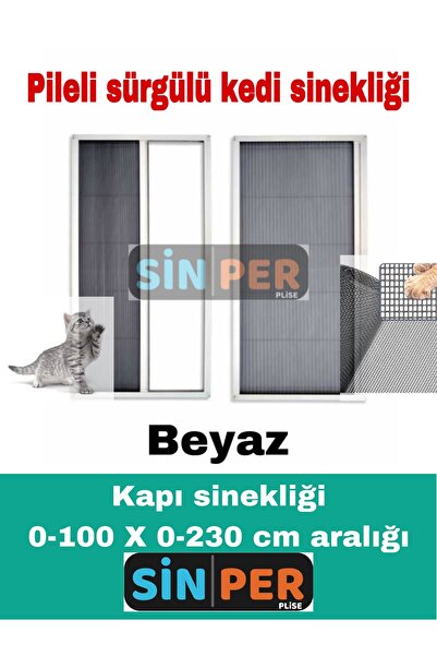 SİNPER PLİSE Kedi Sinekliği Pileli Plise Sürgülü Akordiyon Katlanır Kapı Kedi Sinekliği 0-90 Cm En 0-210cm Boy