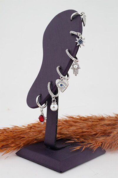 By Zeyna Aksesuar Kadın Kararmaz Altın Kaplama 6'lı Küpe Set