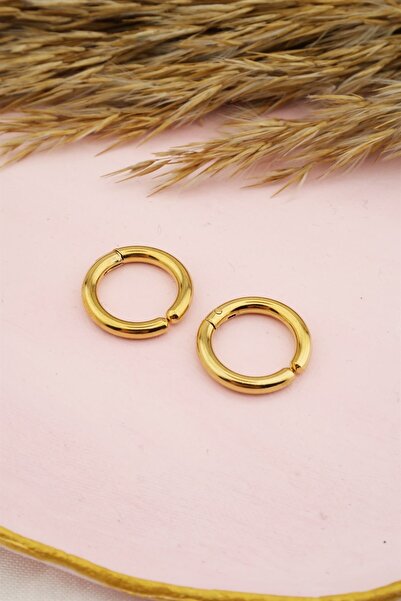 By Zeyna Aksesuar Unisex 316l Steel Compression Hoop Earrings