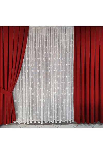 Yuka Diamond Double Wing Red Velvet Textured Closely Pleated Plain Island Background Curtain Plain80 X 260