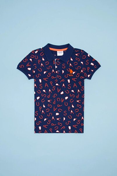 U.S. Polo Assn. Tricou cu gât polo bleumarin pentru băiat