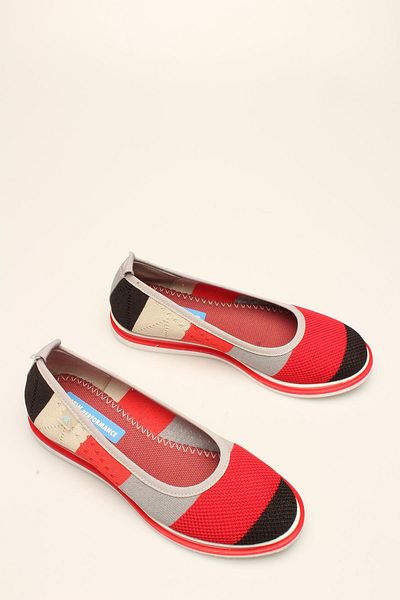 ROVIGO -k Red Colored Striped Women's Ballerinas