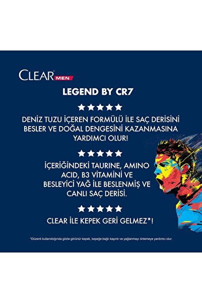 Clear Men Şampuan Legend By Cr7 Cristiano Ronaldo 350 Ml 2adet