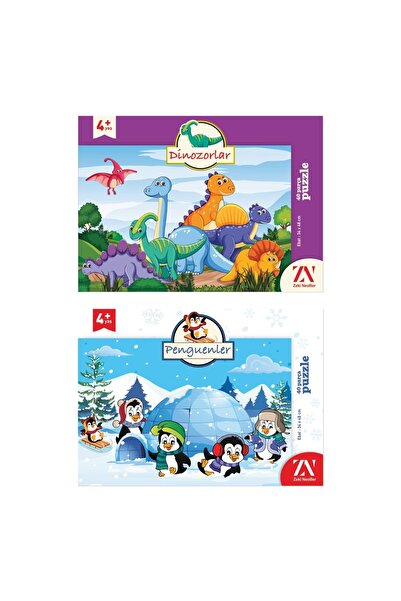 Zeki Nesiller Penguenler Ve Dinozorlar Puzzle 4+ Yaş (2 Ürün)
