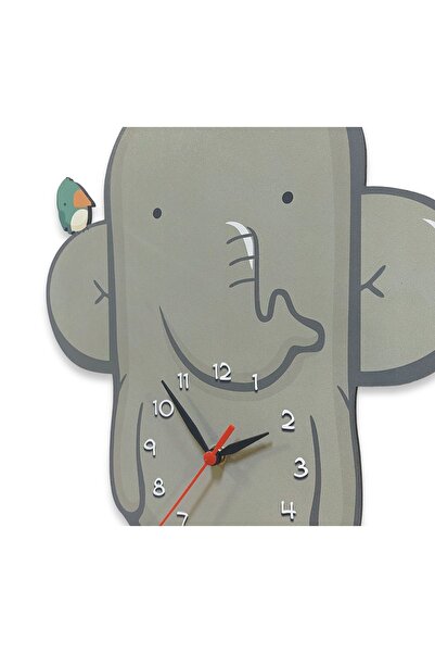 CajuArt Wooden Swinging Pendulum Elephant and Birds Children's Wall Clock