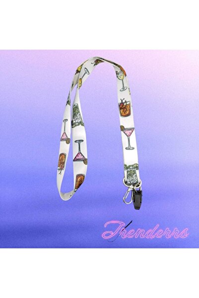 Trenderrs Breloc cu model de cocktail și șnur pentru telefon și geantă