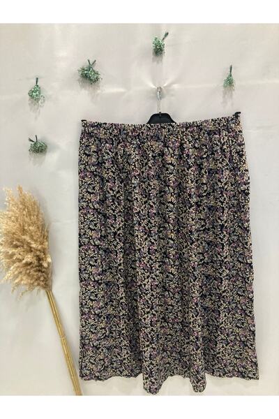 Sel Tekstil Jumbo Battal Women's Print Skirt