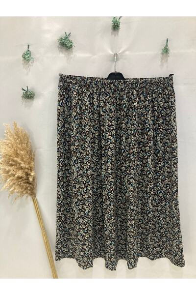 Sel Tekstil Jumbo Battal Women's Print Skirt