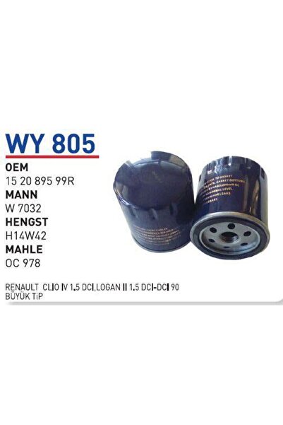 WUNDER Wy805 Oem 152089599R Renault clio IV logan II Otomobil yağ filtre oil ...