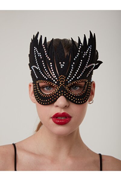 porMASK Siyah Tavuskuşu Parti Maskesi