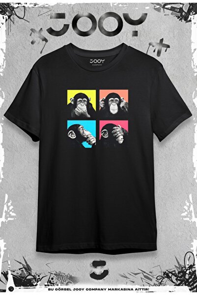 Jooy Company Tricou negru oversize cu imprimeu Four Monkey
