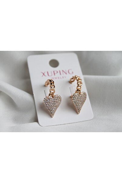 CB store Heart Patterned Jewelled Steel Earrings