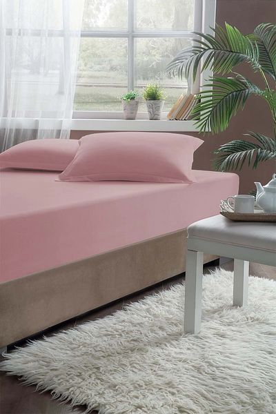 Romans ملاءة سرير قطنية ممشطة فاخرة من Dusty Rose - مقاس 100x200 سم مرنة