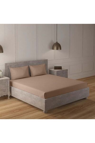 Romans Luxury Elastic Combed Cotton Bed Sheet 180x200cm Cappuccino Color