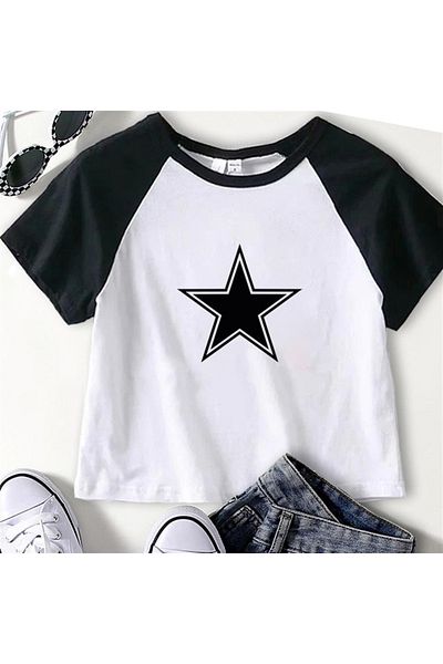 Touz Λευκό Crop Eysa Retro Star Printed Raglan μανίκι