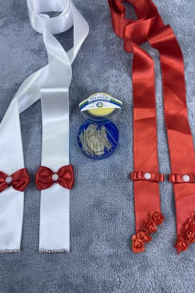 FdayAksesuar Κόκκινο και λευκό λουλουδάτο κόσμημα γάμου, διακοσμητικό κόσμημα...