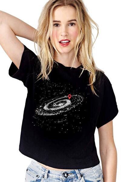 ROCKANDROLL توب نسائي قصير أسود من أين أنا | تي شيرت