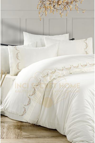 incisecrethome طقم غطاء لحاف من الساتان القطني المطرز مكون من 6 قطع