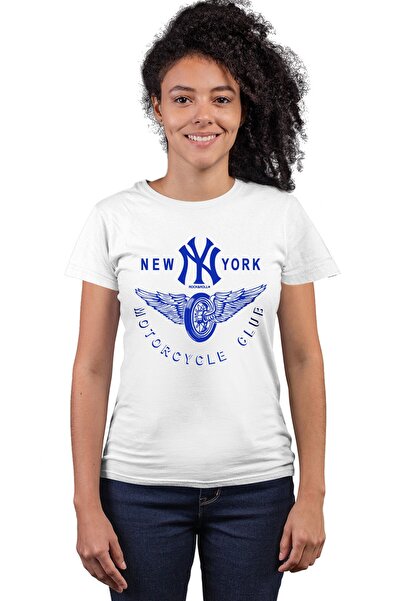 ROCKANDROLL Ny Moto Club bela majica kratkih rukava za žene T-shirt