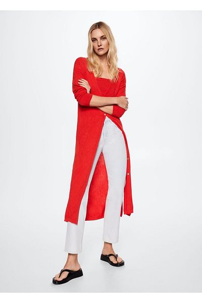 MANGO Woman Textured Long Cardigan