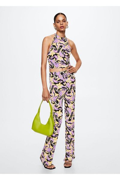 MANGO Woman Bluză decupată cu model