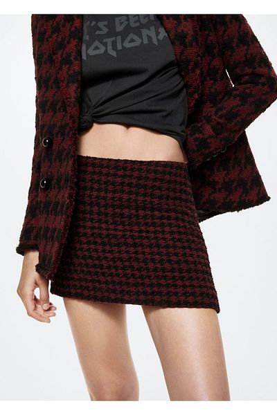 MANGO Woman Fusta Mini - Model Houndstooth