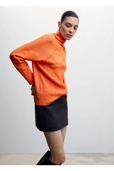 MANGO Woman Turtleneck Stitched Sweater