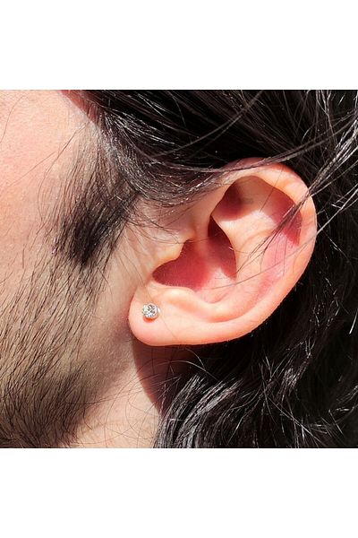 Market66 White 4mm Magnet Earrings with Fine Zircon Stone 1 Pair Nose Ear Lip Studs Magnetic Steel