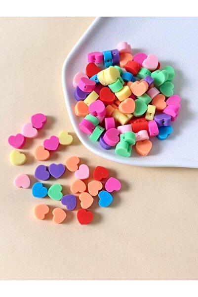Yumuşakkeçe فيمو خرز قلب ملون 50 قطعة