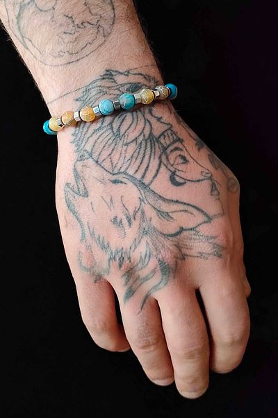 TREND COLLECTİON Crab Agate Original Colorful Natural Stone Adjustable Bracelet