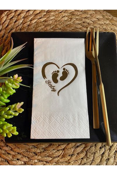 kidspartim Gold Gilded White Baby Footed Napkin