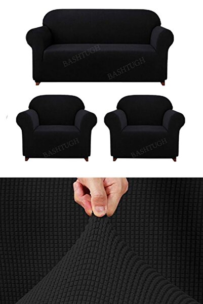 BASHTUGH TİCARET غطاء مقعد مطاطي قابل للتمدد وقابل للغسل بنمط مربع غطاء أريكة سرير 311 مجموعة غطاء مقعد