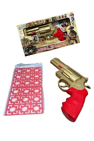 SIFIR312 Kutulu Metal Oyuncak Kovboy Tabancası - 18 Adet Mantar Kapsül Hediyeli