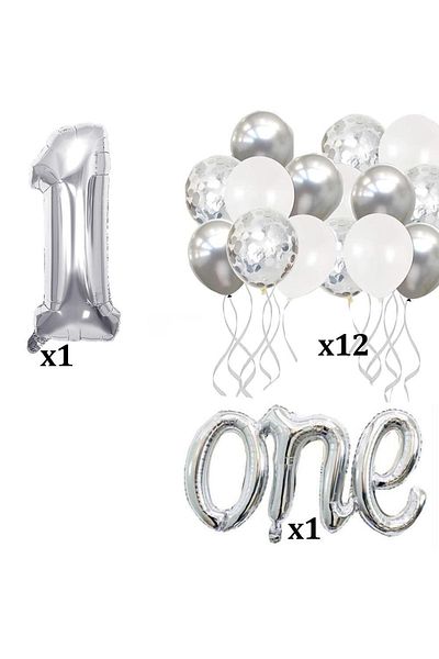 Patladı Gitti Silver 1 Year Birthday Set