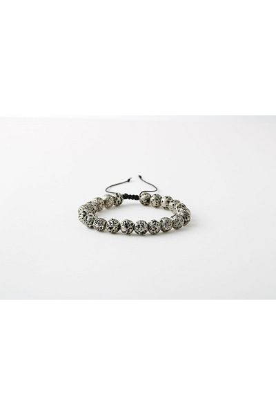 OSMANLI DOĞAL TAŞ Gray Lava Stone 8mm Ladder Closure Natural Stone Bracelet